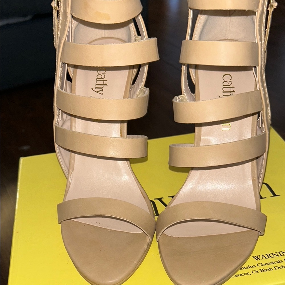 Cathy Jean Beige Strappy Heels